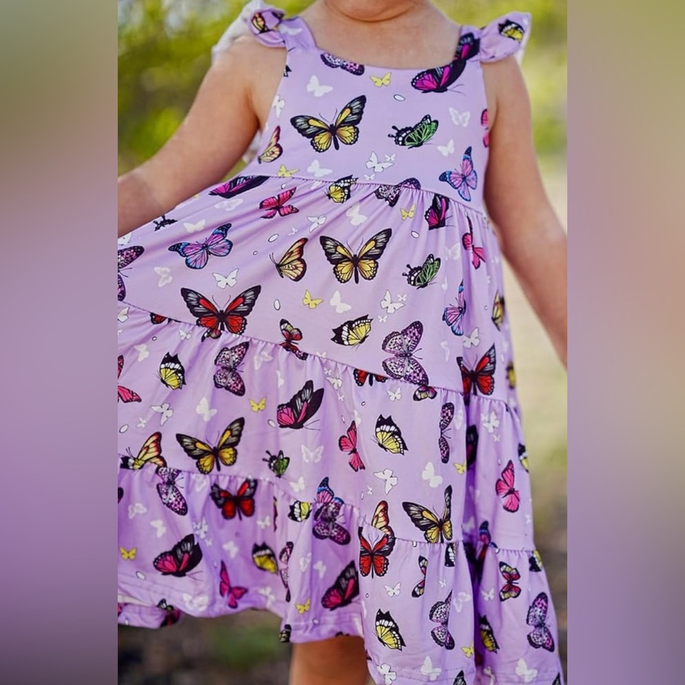 Purple Butterfly Dress 5/6 Girls - Picture 6 of 7